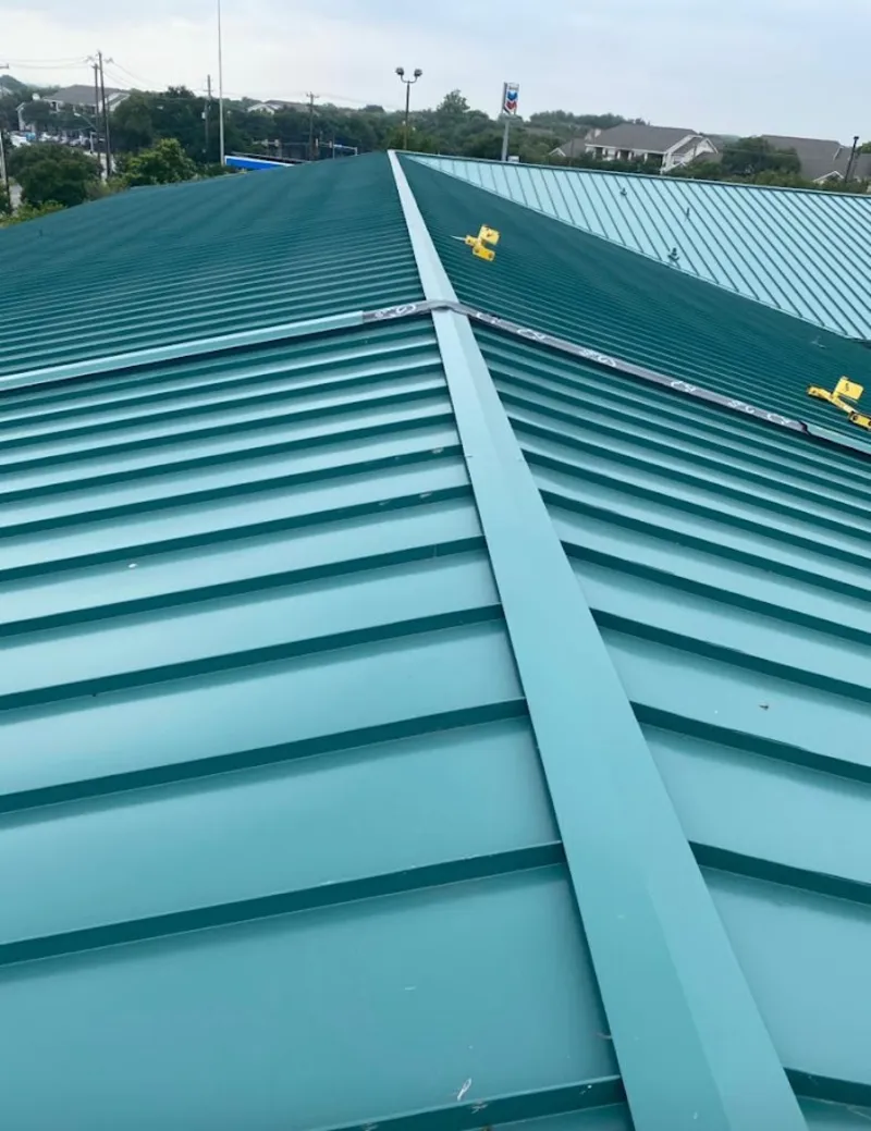 Green commercial metal roof ridge and valley for Metal Roof Repair in Edgewater Park